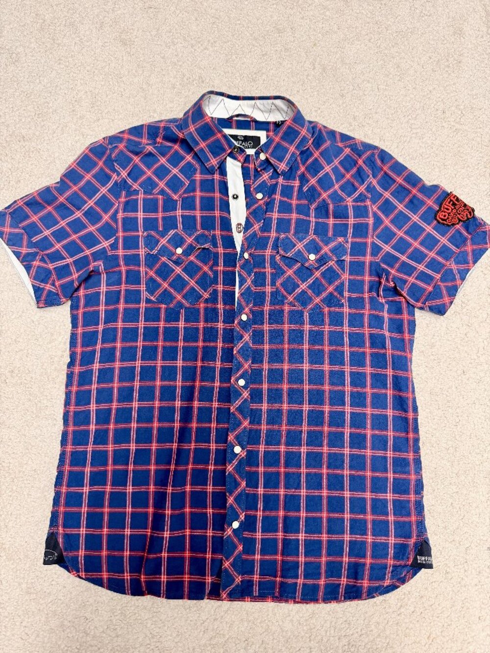 Buffalo David Bitton Men's Short Sleeve Shirt Size M Purple Very Good
